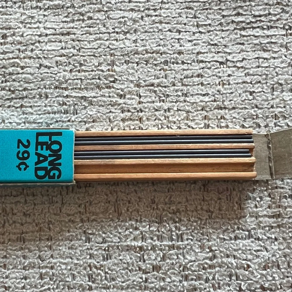 Vintage Scripto Long Lead Black Pencil Refills 6 Sticks .046 Diameter 4 Inch USA